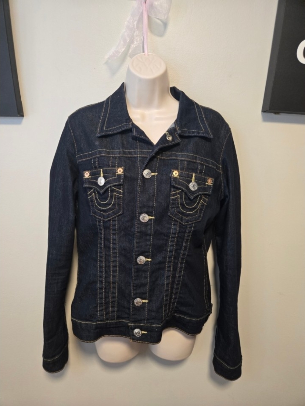 True Religion Dark Blue Denim Jean Jacket Large